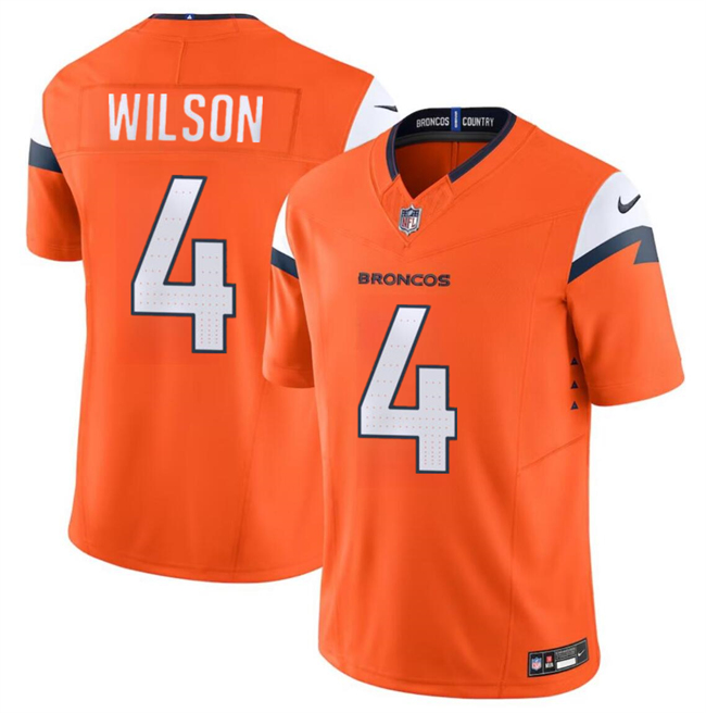 Men's Denver Broncos #4 Zach Wilson Orange 2024 F.U.S.E. Vapor Limited Football Stitched Jersey